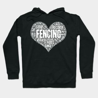 Fencing Heart Saber Epee Fence Gift graphic Hoodie